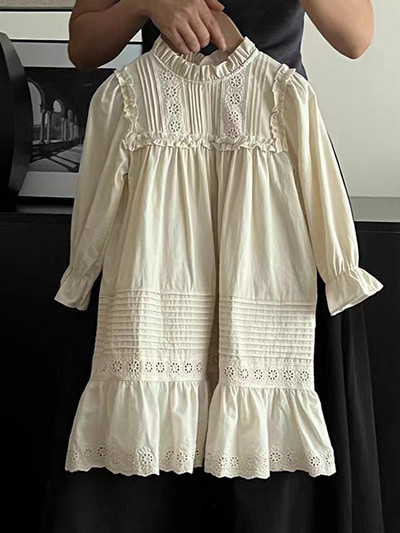 Tüdrukute Kleidid Sügis Uued Korea lasteriided Plisseeritud pits Tüdrukukleit Stand krae Temperament Tüdruku Printsess Kleit