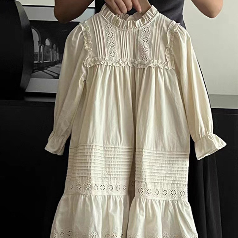 Tüdrukute Kleidid Sügis Uued Korea lasteriided Plisseeritud pits Tüdrukukleit Stand krae Temperament Tüdruku Printsess Kleit