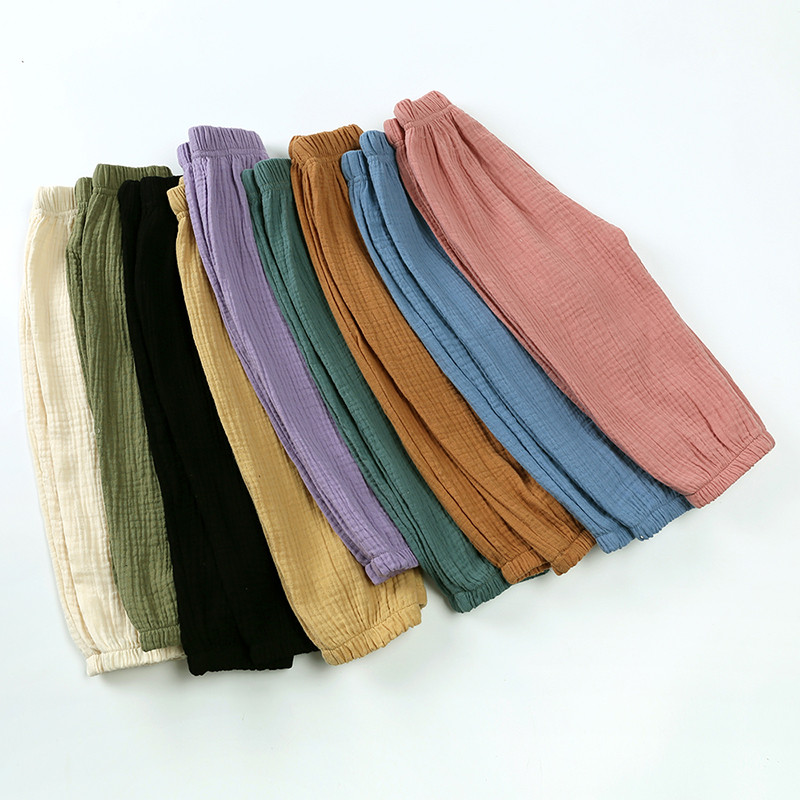 Ljetne ležerne hlače od pamučnog lana bombone boje za djevojčice Dječja odjeća za široku elastičnu donju nogavicu Jednobojne dječje hlače za malu djecu