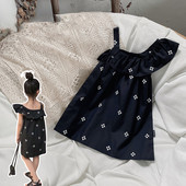 Κοριτσίστικα φλοράλ φόρεμα με σφεντόνα Καλοκαιρινό νέο 2022 Κορεάτικο στυλ μωρό με κέντημα Princess Vestidos Patchwork δαντέλα παιδικά ρούχα