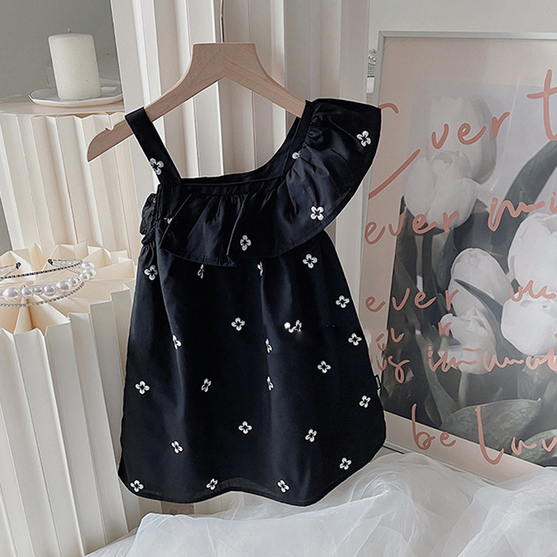 Κοριτσίστικα φλοράλ φόρεμα με σφεντόνα Καλοκαιρινό νέο 2022 Κορεάτικο στυλ μωρό με κέντημα Princess Vestidos Patchwork δαντέλα παιδικά ρούχα