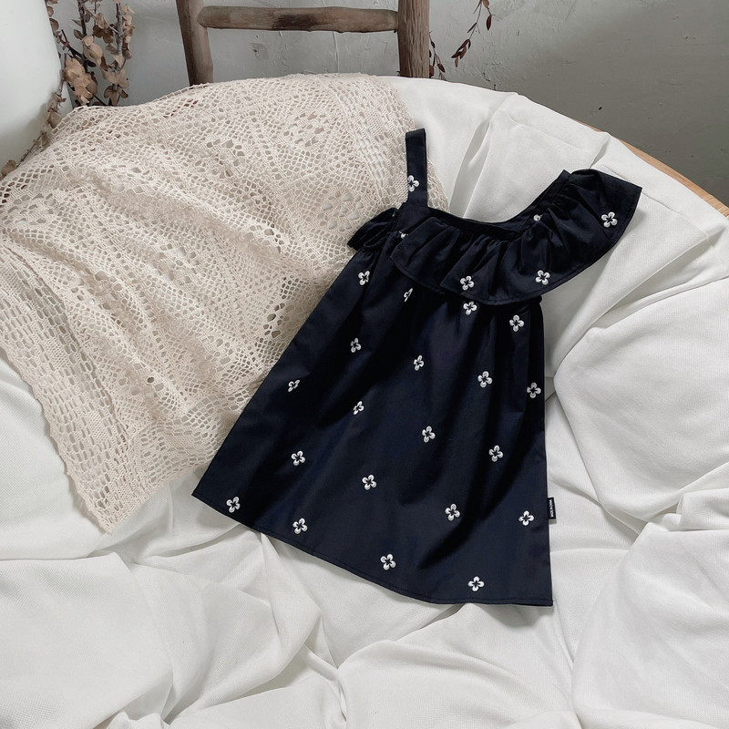 Κοριτσίστικα φλοράλ φόρεμα με σφεντόνα Καλοκαιρινό νέο 2022 Κορεάτικο στυλ μωρό με κέντημα Princess Vestidos Patchwork δαντέλα παιδικά ρούχα