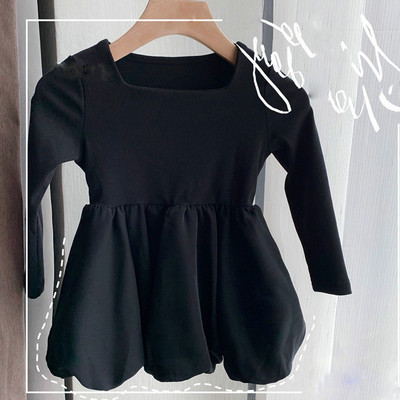 Rochie Fete Toamna Iarna Stil Coreean Bebe Rochie Copii Decolteu Patrat Rochie Neagra De Petrecere Imbracaminte Copii Draguta Rochie Printesa