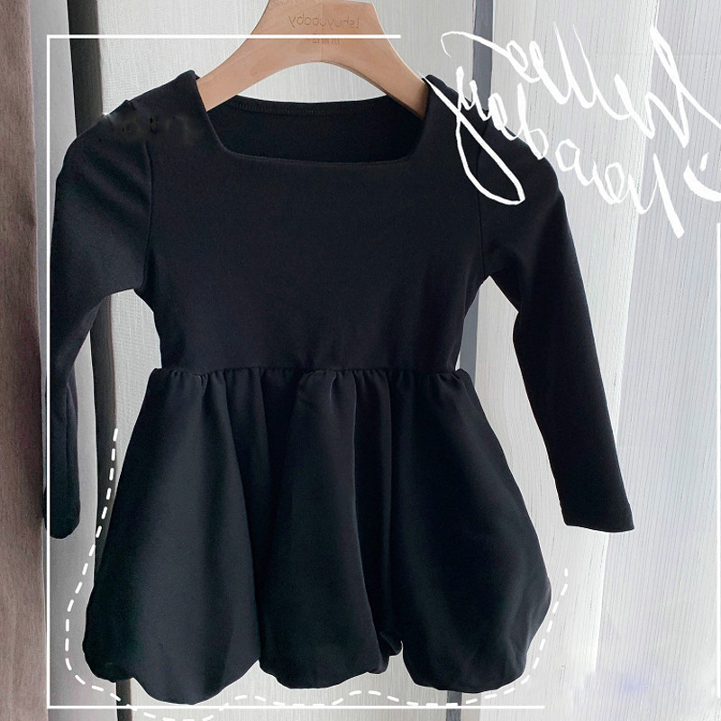 Rochie Fete Toamna Iarna Stil Coreean Bebe Rochie Copii Decolteu Patrat Rochie Neagra De Petrecere Imbracaminte Copii Draguta Rochie Printesa