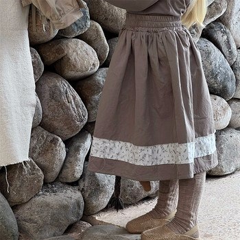 deer jonmi 2023 Φθινόπωρο Νέο Κορεάτικο στυλ Βρεφικές φούστες για κοριτσάκια Floral Patchwork Παιδικές βαμβακερές φούστες σε γραμμή Α
