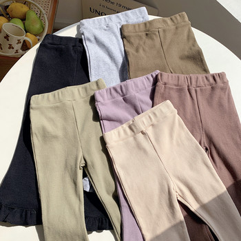 2-8T памучни детски панталони за момичета Прохождащи есенни зимни дрехи Ежедневни едноцветни панталони с разкроени панталони Разтегливо долнище за бебета Панталони