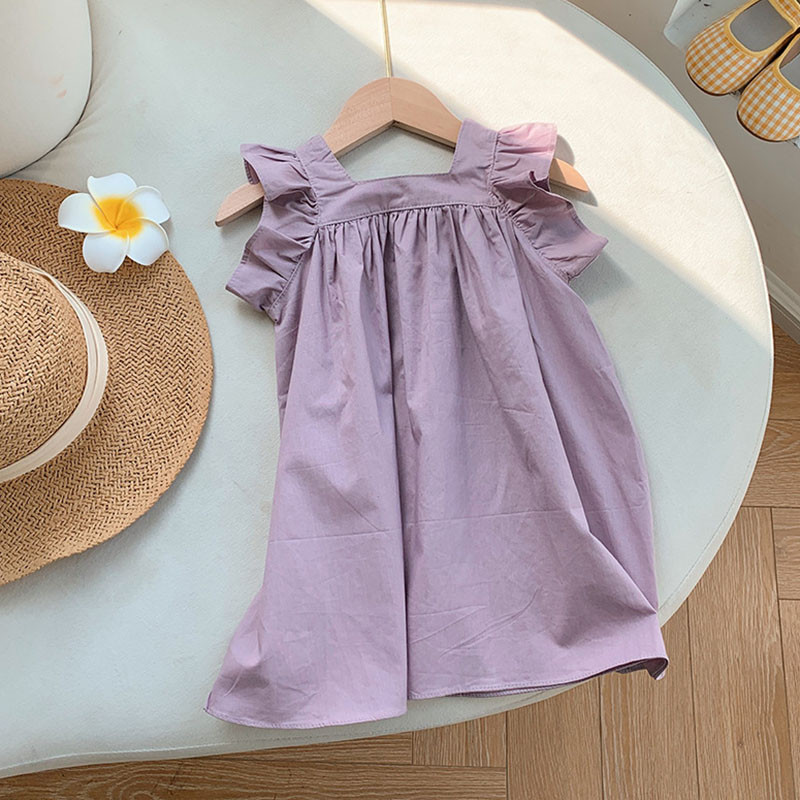 Ljetna haljina kratkih rukava za djevojčice Little Fresh Dječja bijela majica haljina s volanima od čistog pamuka Mala haljina s letećim rukavima