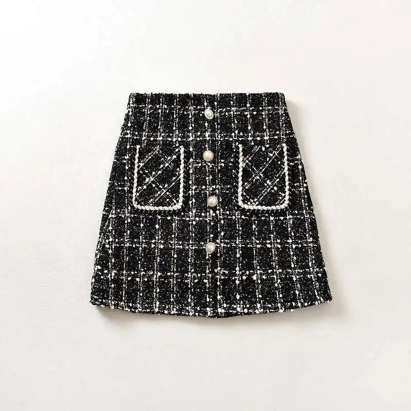 beebide laste tüdrukute sügis- ja talveseelik tweediga Ruuduline uus beebi laste tüdrukute seelik paksendatud Korea mähisega soojad seelikud P5247