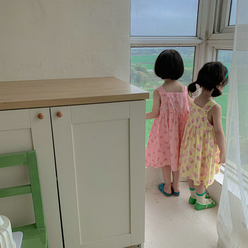 Ljetne haljine za djevojčice s prednjim dugmetom, slatka haljina za princezu, Vestidos, nova dječja odjeća za djevojčice, dječja odjeća za 2022.