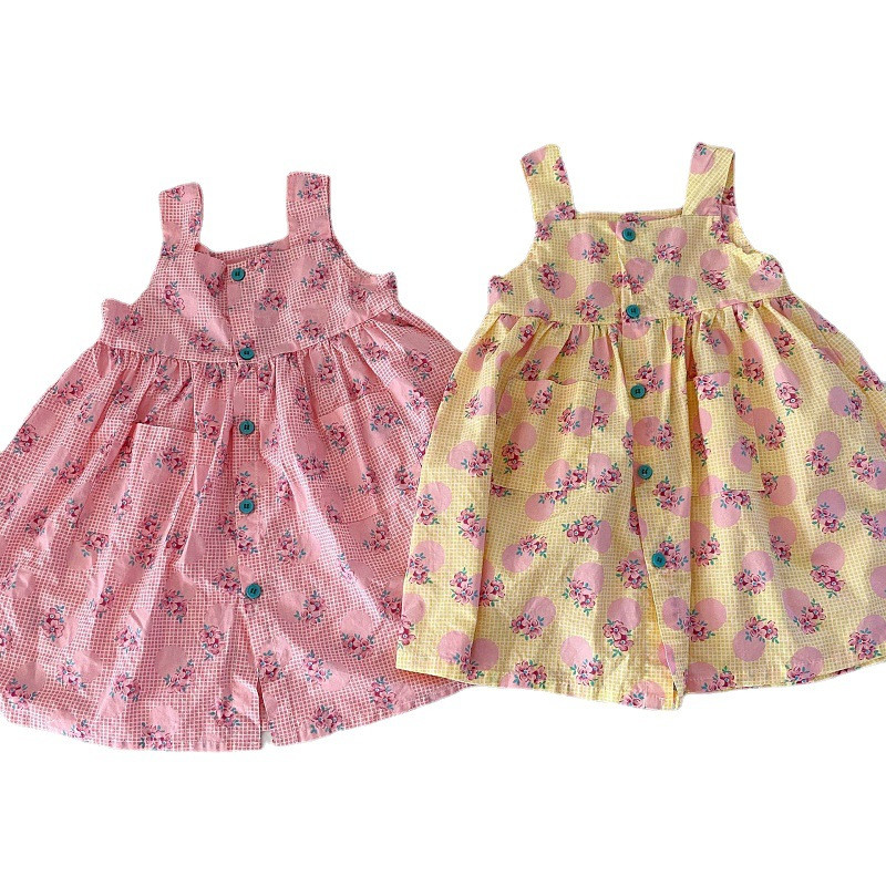 Ljetne haljine za djevojčice s prednjim dugmetom, slatka haljina za princezu, Vestidos, nova dječja odjeća za djevojčice, dječja odjeća za 2022.