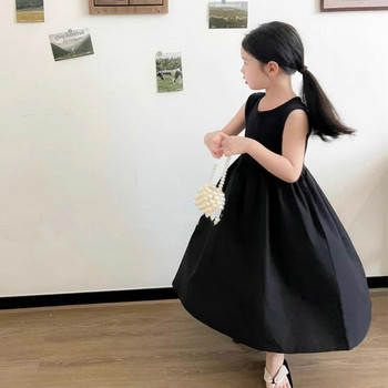 Παιδικό φόρεμα Sweet Splice Princess Dress 2023 Καλοκαίρι Νέο απλό μονόχρωμο μακρύ φόρεμα Παιδικά φορέματα μόδας για κορίτσια