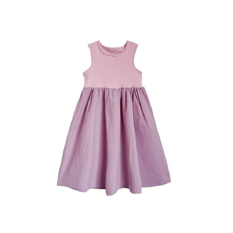 Lastekleit Sweet Splice Printsessi kleit 2023. aasta suvine uus lihtne ühevärviline pikk kleit Moodne laste riietuskleidid tüdrukutele