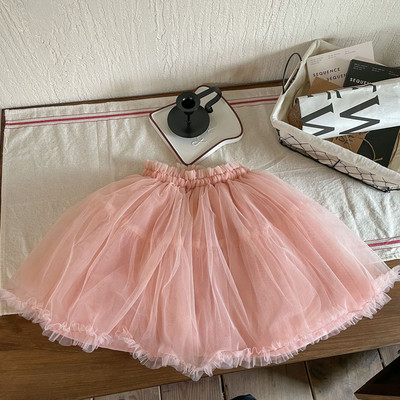 Korėjietiško stiliaus tinklinis sijonas mergaitėms Mielas raukinis sijonas kūdikiams Pavasario rudens vaikiški drabužiai