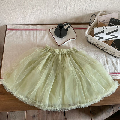 Korėjietiško stiliaus tinklinis sijonas mergaitėms Mielas raukinis sijonas kūdikiams Pavasario rudens vaikiški drabužiai