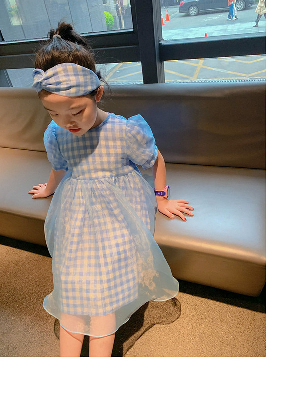 Suvine uus tüdrukute kleit Bow Puff varrukatega võrega marli Hägune printsesskleit + peapael Laste beebiriided tüdrukutele