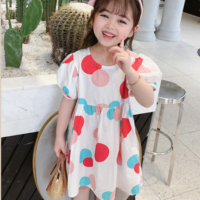 2022. aasta suvine tüdrukute kleit, uus puhvis varrukas, vabaaja multifilmide peokleit, printsessi kleit, armas lasterõivad, beebid, lapsed, tüdrukute riided