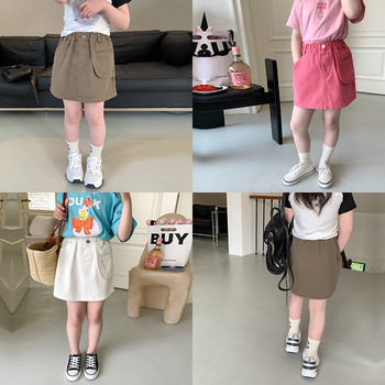 2023 SUMMER Korea Style KIDS Μίνι φούστα μονόχρωμη casual απλές τσέπες Νέα σχεδίαση Fashion Cargo ανωμαλία