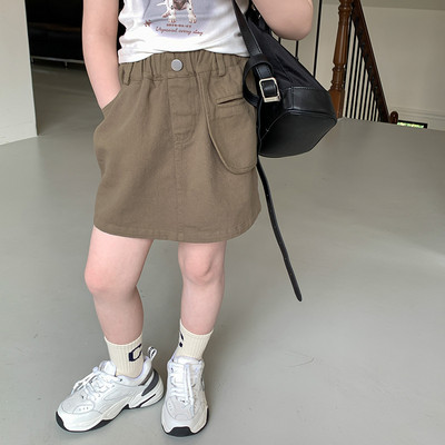 2023 SUMMER Korea Style KIDS Μίνι φούστα μονόχρωμη casual απλές τσέπες Νέα σχεδίαση Fashion Cargo ανωμαλία