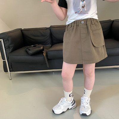 LJETO 2023. DJEČJA Mini suknja u korejskom stilu, jednobojna, ležerna, jednostavni džepovi, novi dizajn, modni kargo nepravilan izgled