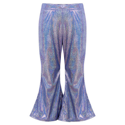 Lastele tüdrukutele läikivad metallist sädelevad püksid, elastne vöökoht, lai jalg, kellukese põhjaga ballisaalipüksid lavale peokarnevaliks