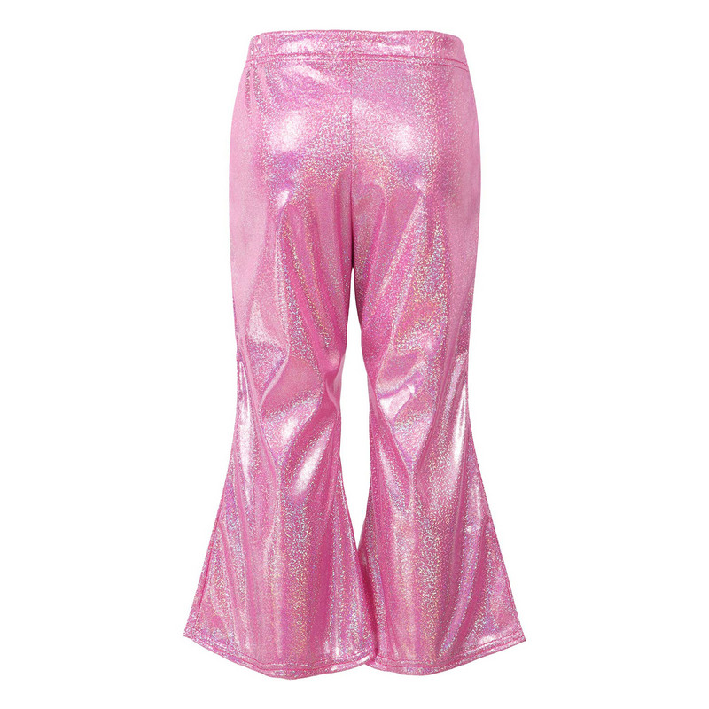 Lastele tüdrukutele läikivad metallist sädelevad püksid, elastne vöökoht, lai jalg, kellukese põhjaga ballisaalipüksid lavale peokarnevaliks