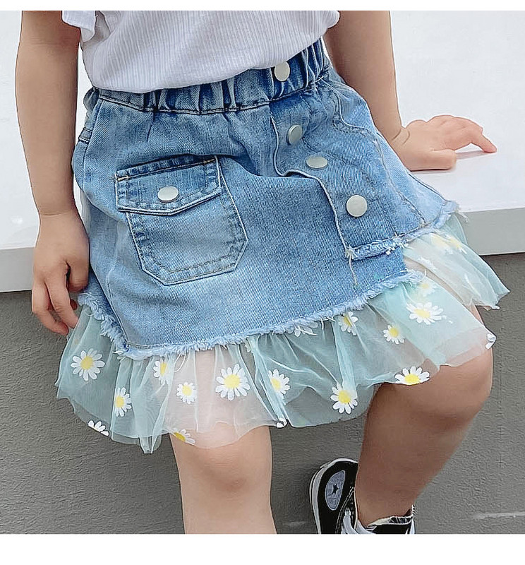 Σχολικά κορίτσια Tutu κοντή φούστα με μοτίβο λουλουδιών Τζιν Παιδικά ρούχα χορού Παιδικά πριγκίπισσα Pettiskirts Παιδικά ρούχα
