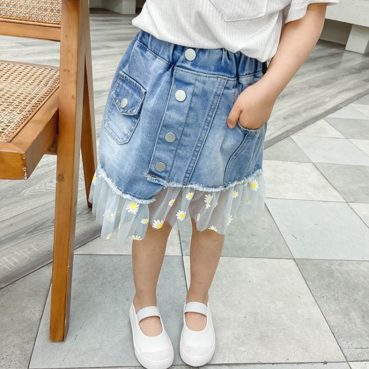 Σχολικά κορίτσια Tutu κοντή φούστα με μοτίβο λουλουδιών Τζιν Παιδικά ρούχα χορού Παιδικά πριγκίπισσα Pettiskirts Παιδικά ρούχα