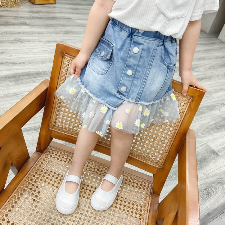 Σχολικά κορίτσια Tutu κοντή φούστα με μοτίβο λουλουδιών Τζιν Παιδικά ρούχα χορού Παιδικά πριγκίπισσα Pettiskirts Παιδικά ρούχα