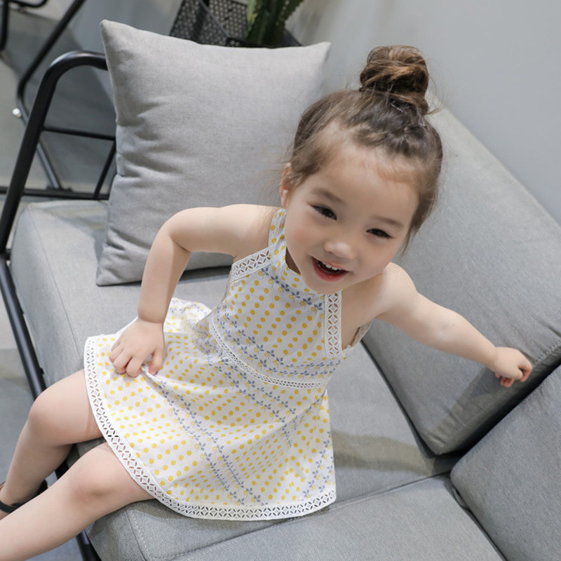 Ljetna haljina za djevojčice Bohemian Delikatna odjeća Čipkani ukrasi Nova dječja haljina bez rukava Jednobojna princeza Slatke haljine
