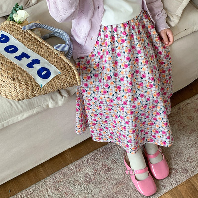 2-8T lillemustriga seelikud tüdrukutele suvised väikelaste riided, puuvillased imikute tüdrukud, lilleline pikk seelik, ranna Playa puhkuseriided