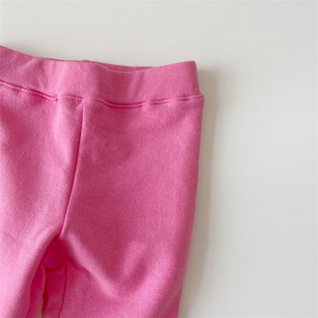 Пролет Есен Бебешки момичета Модни еластични панталони с изпъкнали ръбове Ежедневни връхни облекла за момичета Клинове Тесни панталони