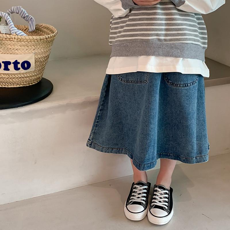 2023. aasta kevadsügis tüdrukute vabaaja teksad Line seelik