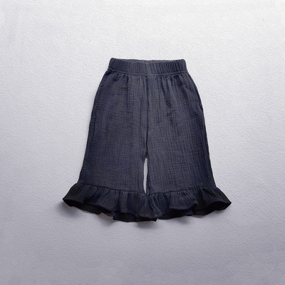 Lasteriided Tüdrukutele Puuvillased volangidega laienevad püksid Uued suvised ühevärvilised vabaaja lapsed Beebitüdrukud avarad pahkluuni ulatuvad püksid