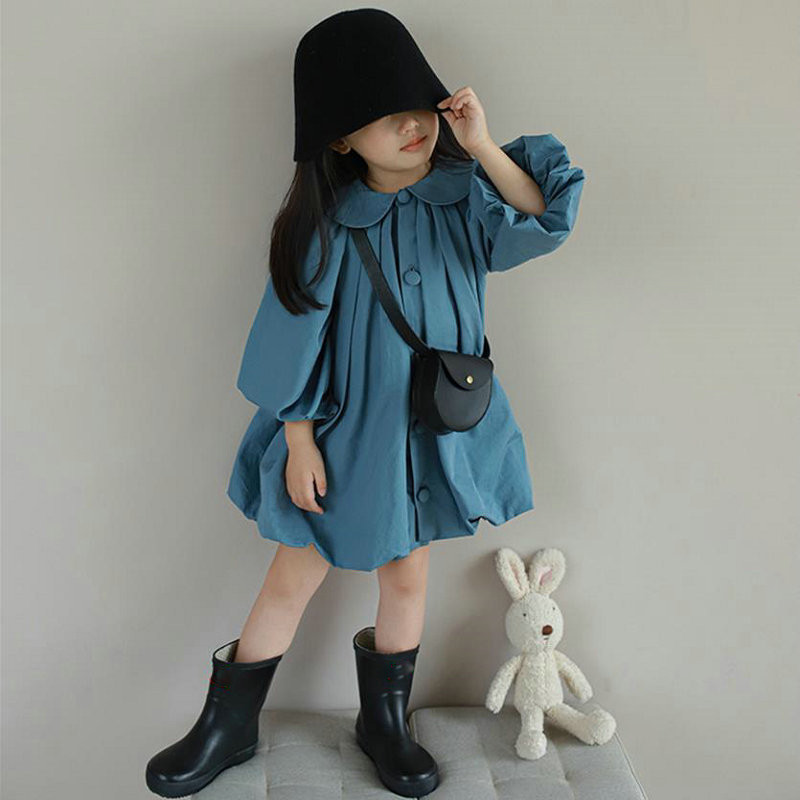 Haljine za djevojčice Izrez za lutke Svježe haljine s pupoljcima cvijeta srednje dugih rukava Proljeće i ljeto Nova moda Dječja dječja odjeća