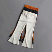 Proljetne pamučne rebraste lepršave hlače za djevojčice Sweet Girls Baby Visoki struk Elastične uske hlače Tajice Dječje hlače