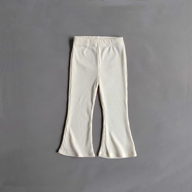 Proljetne pamučne rebraste lepršave hlače za djevojčice Sweet Girls Baby Visoki struk Elastične uske hlače Tajice Dječje hlače