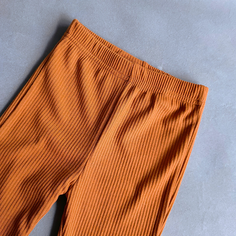 Proljetne pamučne rebraste lepršave hlače za djevojčice Sweet Girls Baby Visoki struk Elastične uske hlače Tajice Dječje hlače