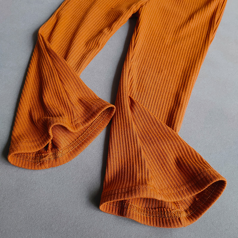 Proljetne pamučne rebraste lepršave hlače za djevojčice Sweet Girls Baby Visoki struk Elastične uske hlače Tajice Dječje hlače