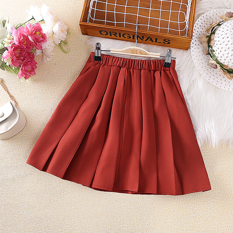 Κοντή φούστα για κορίτσια 4-12 ετών Πορτοκαλί πλισέ φούστα για κορίτσια Κοντή φούστα σε κορεατικό στυλ καθημερινή για παιδιά
