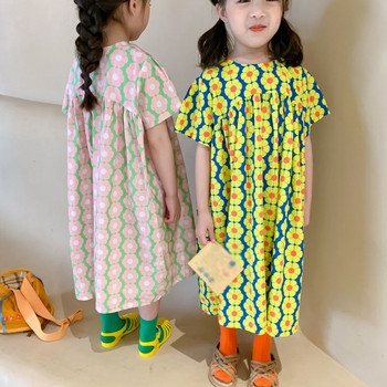 καλοκαιρινό κορίτσι φόρεμα λουλούδι Παιδικά ρούχα ριγέ γλυκιά μακριά φούστα παιδικά ρούχα