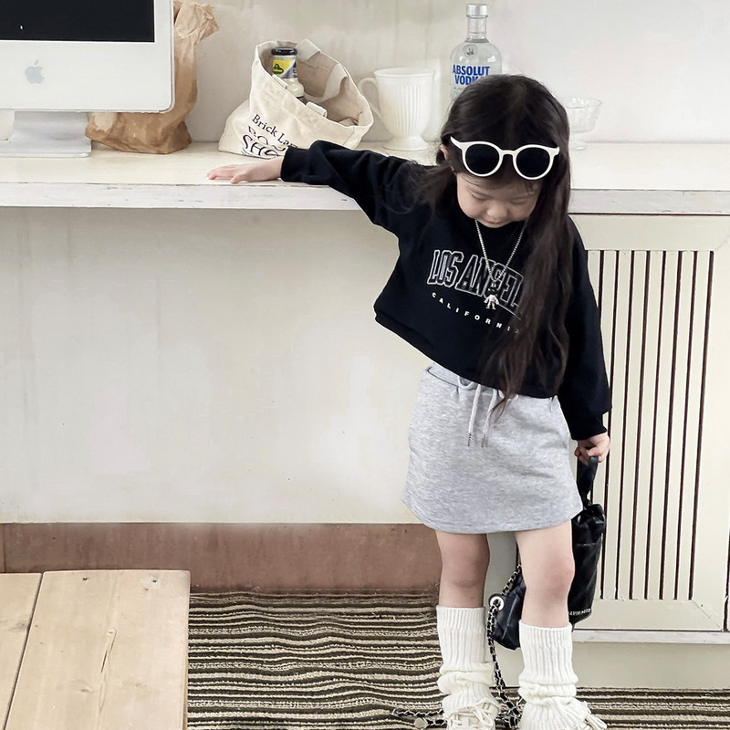 Kevad-sügis tüdrukute skorts beebiseelik väikelastele, lastele seelik, alaosa, joon, soonik, kootud hall, preppy stiil 2-7 a