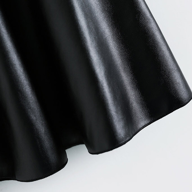 Tüdrukute seelikud Uus moodsad PU-nahast 2-7 aastane jupe elastne vöökoht Tüdrukute seelik Sügisene must laste lühike seelik Lasteriided