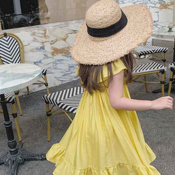 Καλοκαιρινό φόρεμα για κορίτσια σε στυλ διακοπών Casual Άνετο χαλαρό γλυκό γλυκό ιπτάμενο μανίκι φόρεμα Παιδικά ρούχα Παιδικά ρούχα