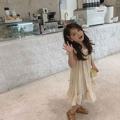 Suvine tüdrukute kleit Puhkusestiil vabaaja Mugav avar armas magus lendav varrukatega kleit Beebidele Lasteriided Lasteriided