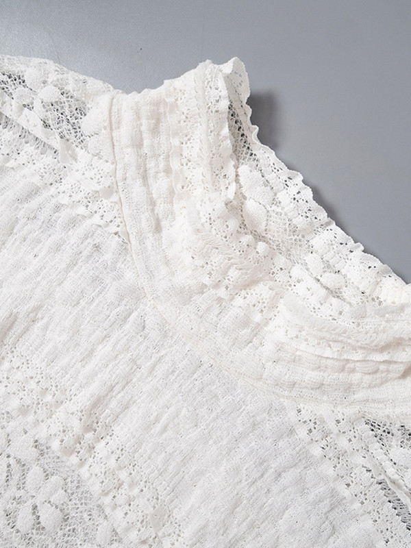 Γυναικείο σετ δύο τεμαχίων Εκπληκτική μόδα με κοντό μανίκι λουλούδι με δαντέλα μπλουζάκια και ψηλόμεσο παντελόνι γυναικείο street outfit