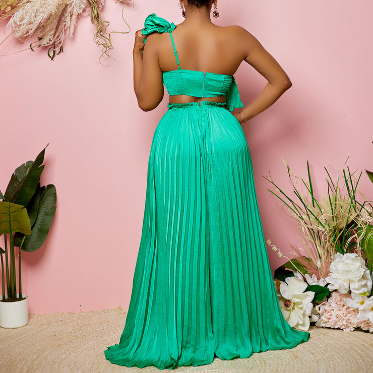 Kaheosaline komplekt Aafrika riided uus mood plisseeritud soliidne ülikond ja püksid püksid pidulikud naised sobivad komplektid rõivad dressid