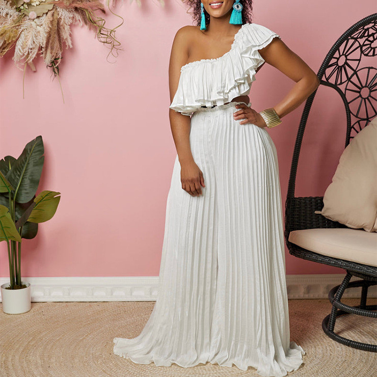 Kaheosaline komplekt Aafrika riided uus mood plisseeritud soliidne ülikond ja püksid püksid pidulikud naised sobivad komplektid rõivad dressid