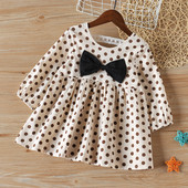 Proljetna jesen Haljina za djevojčice Kostimi na točkice Haljina s mašnom i čvorovima Haljina s dugim rukavima Princeza Sweet Baby Kids Dječja odjeća