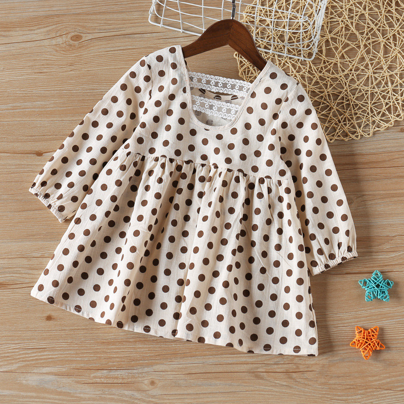 Proljetna jesen Haljina za djevojčice Kostimi na točkice Haljina s mašnom i čvorovima Haljina s dugim rukavima Princeza Sweet Baby Kids Dječja odjeća