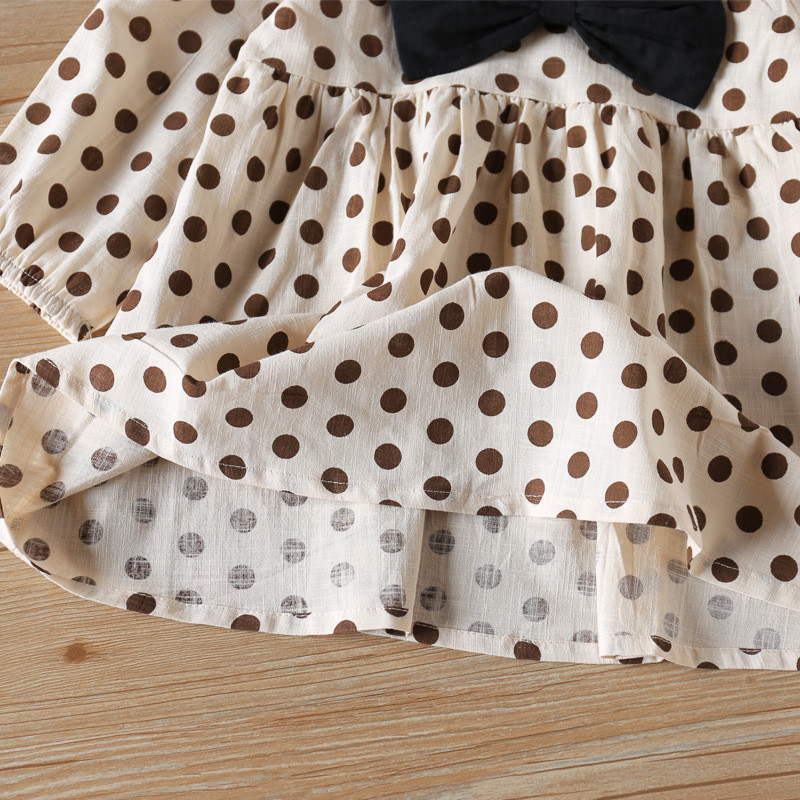 Proljetna jesen Haljina za djevojčice Kostimi na točkice Haljina s mašnom i čvorovima Haljina s dugim rukavima Princeza Sweet Baby Kids Dječja odjeća